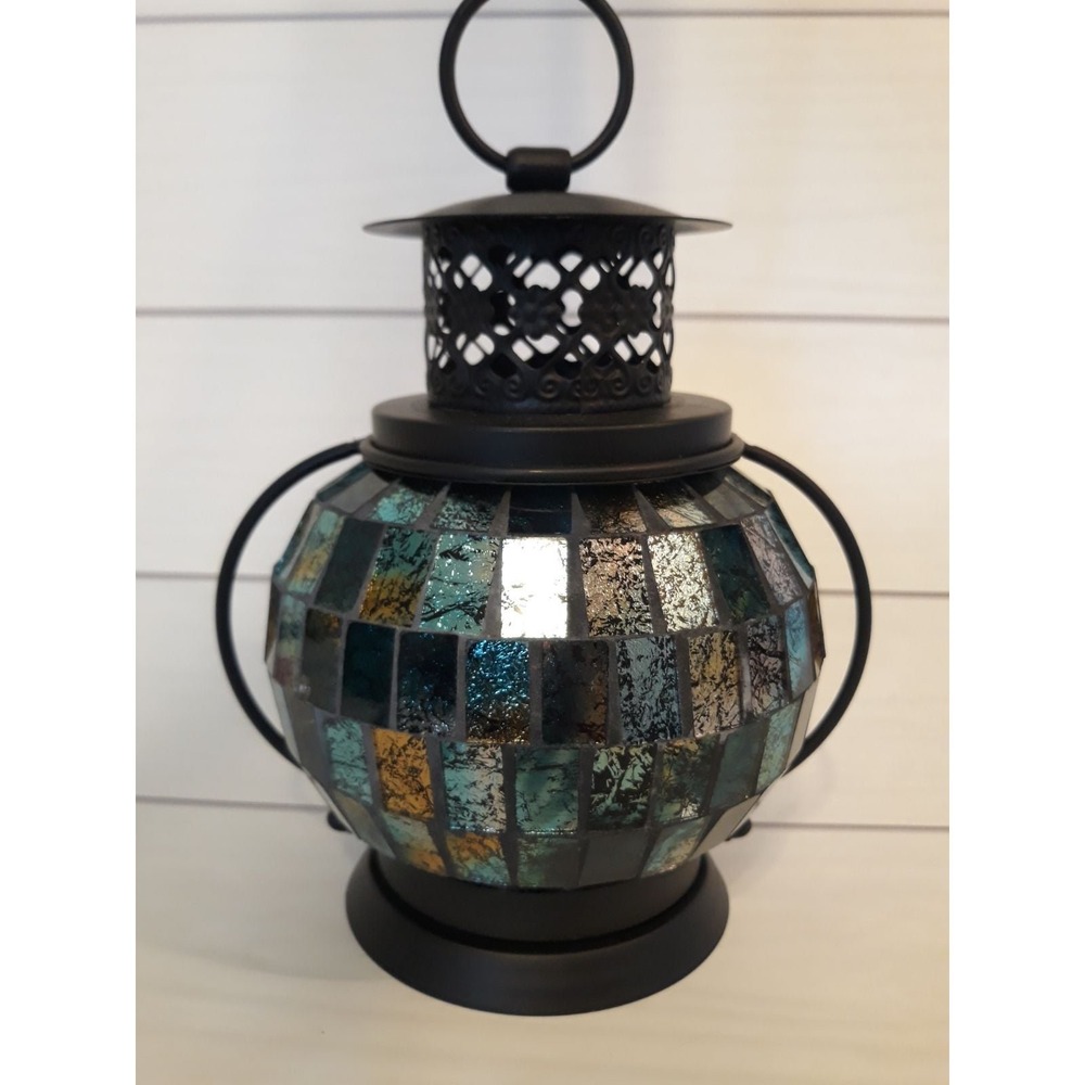 Mosaic Tea Light Candle Coastal Blues Lantern Pier One Imports